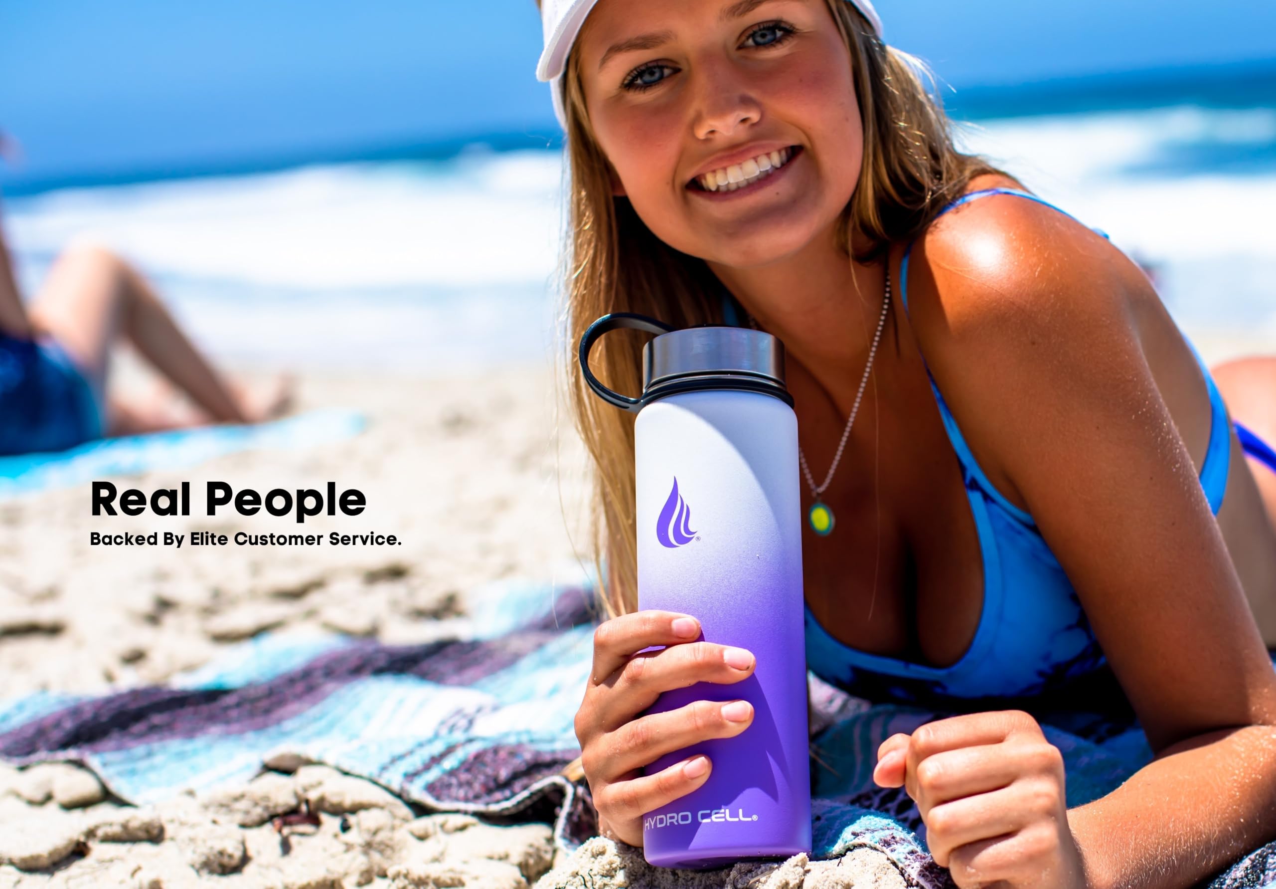 HYDRO CELL Stainless Steel Insulated Water Bottle with Straw - For Cold & Hot Drinks - Metal Vacuum Flask with Screw Cap and Modern Leakproof Sport Thermos for Adults (Lavender/White 24oz)