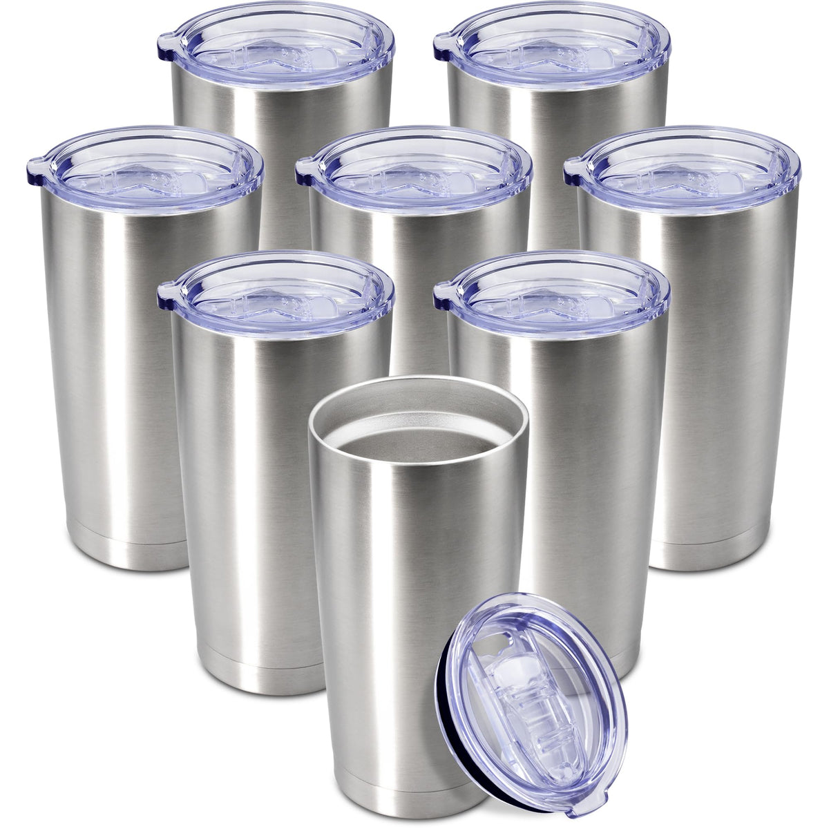 20oz Tumbler Insulated Coffee Tumblers with Lid Stainless Steel Black 8P