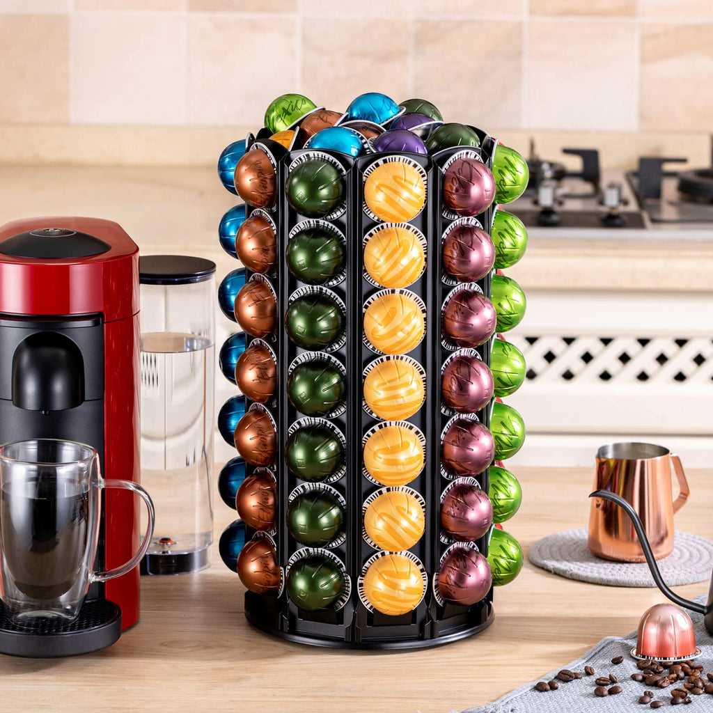 FlagShip Vertuo Pod Carousel Holder 100+ Pods Capacity Black Sturdy Metal