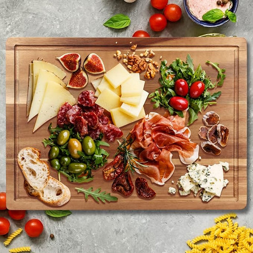17" Acacia Wood Cutting Boards for Kitchen Meat Large Wooden Chopping Board