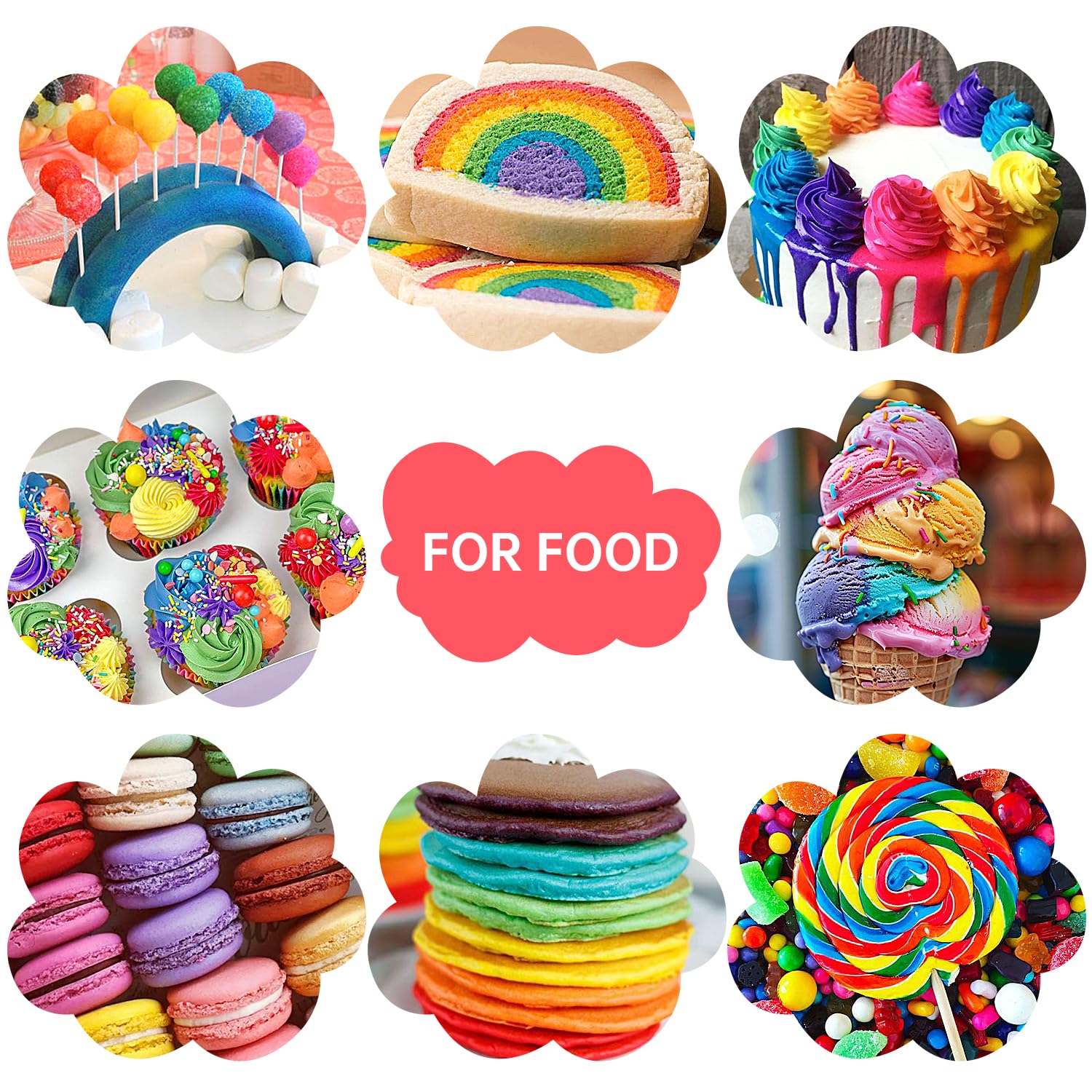 Food Coloring Liquid - 6 Colors x 20 ml Water-Based Concentrated Food Dye for Slime, Baking, Icing, Cake Decorating & Easter Eggs