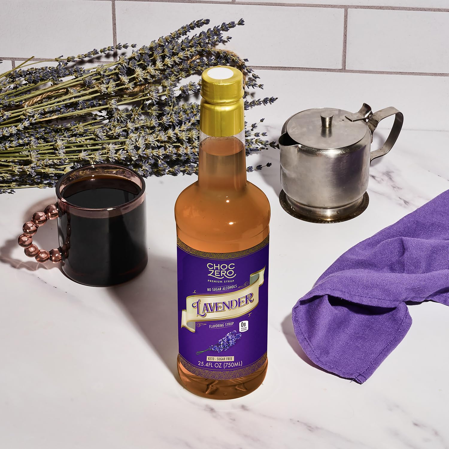 ChocZero Sugar Free Lavender Coffee Syrup, 25.4 fl oz