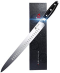 TUO Carving Knife - 12 Inch Brisket Slicing Knife for Grilled Meat and Bacon - High Carbon German Steel - Pakkawood Handle with Gift Box - BLACK HAWK SERIES