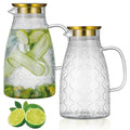 Buaic Glass Pitcher with Lid, 2 PACK 68 oz/2 Liter Vintage Water Pitcher