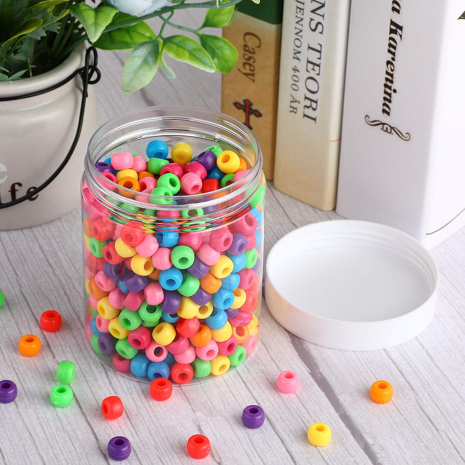 Patelai 4 Pieces Round Wide-mouth Leak Proof Plastic Container Jars with Lids for Travel Storage Makeup Beauty Products Face Creams Oils Salves Ointments DIY Making(10 Ounce,White)