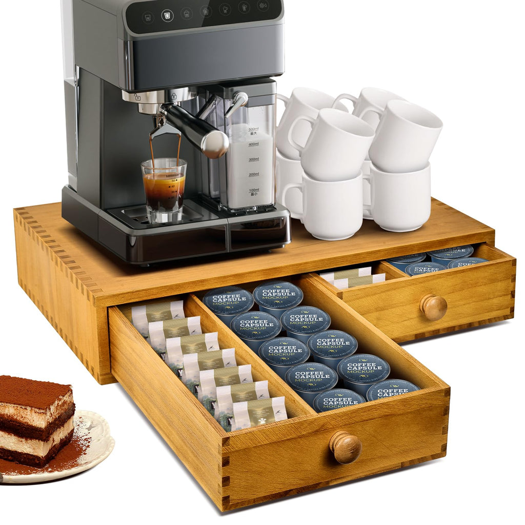 NANXITU K Cup Storage Organizer, Wood Coffee Pod and Tea Bag Holder