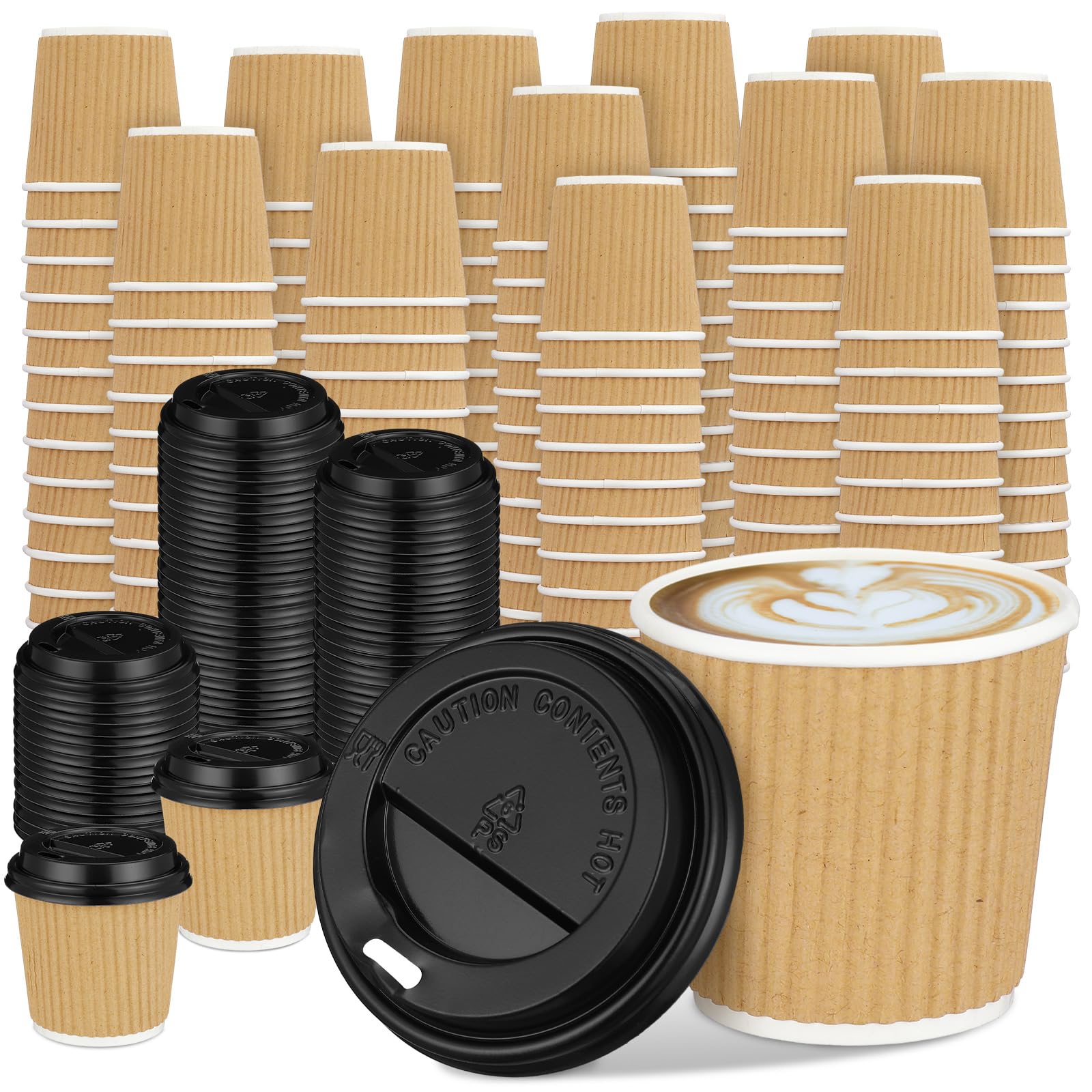 Uiifan 100 Set 4oz Disposable Espresso Coffee Cups with Lids