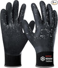 KAYGO Winter Waterproof Work Gloves for Men and Women, 3 Pairs Thermal Insulated Freezer Rubber Coated Gloves,Super Grip,KG160, L, Black
