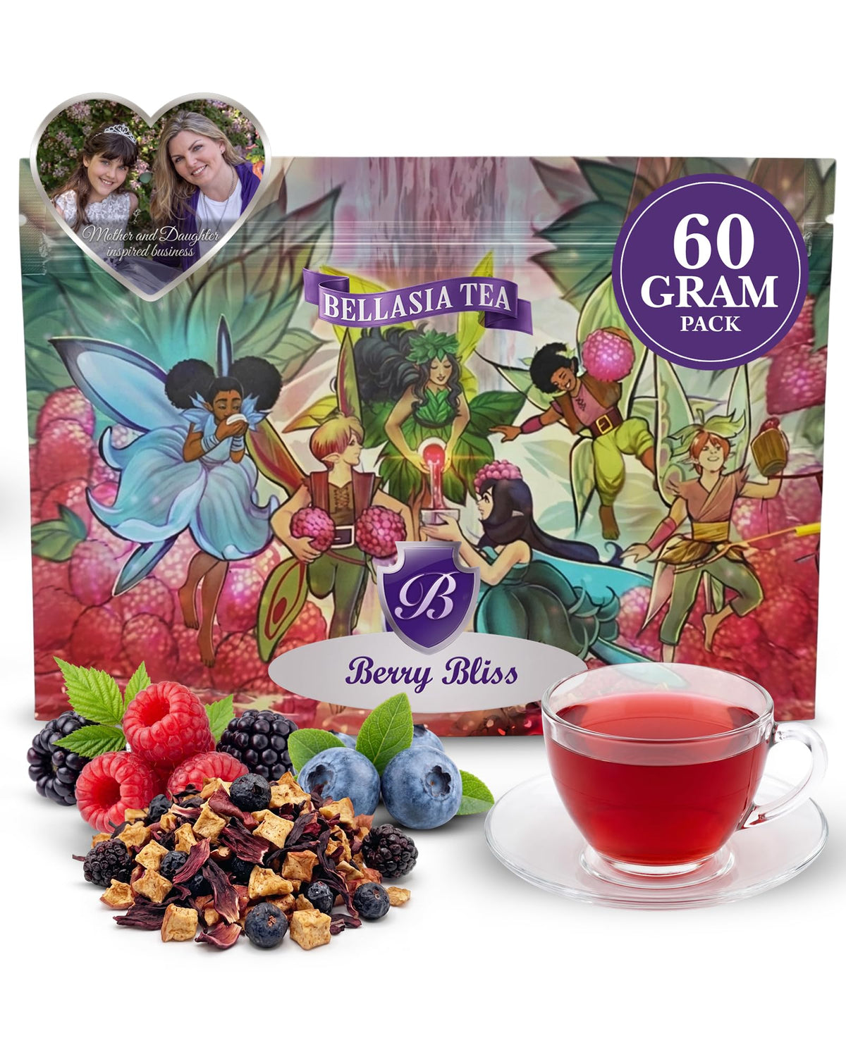 Bellasia Tea Cherry Jubilee for Kids Using Real Fruit Pieces - Caffeine Free Herbal Tea with Real Ingredients & Balanced Flavor- Add Loose Leaf Tea to Your Child’s Routine for A Fun & Tasty Drink