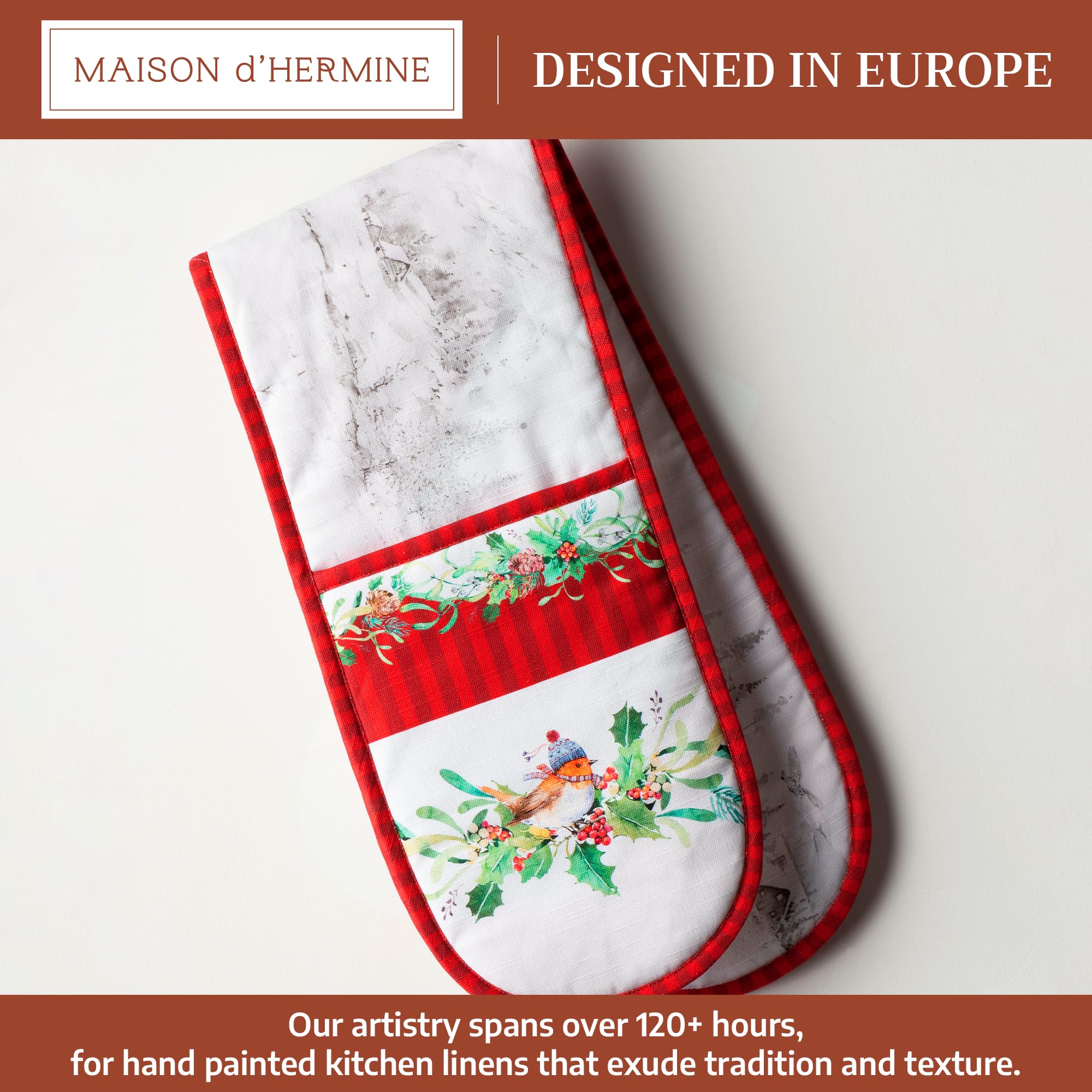 Maison d' Hermine Double Oven Mitts 100% Cotton Double Oven Glove (7"x35")