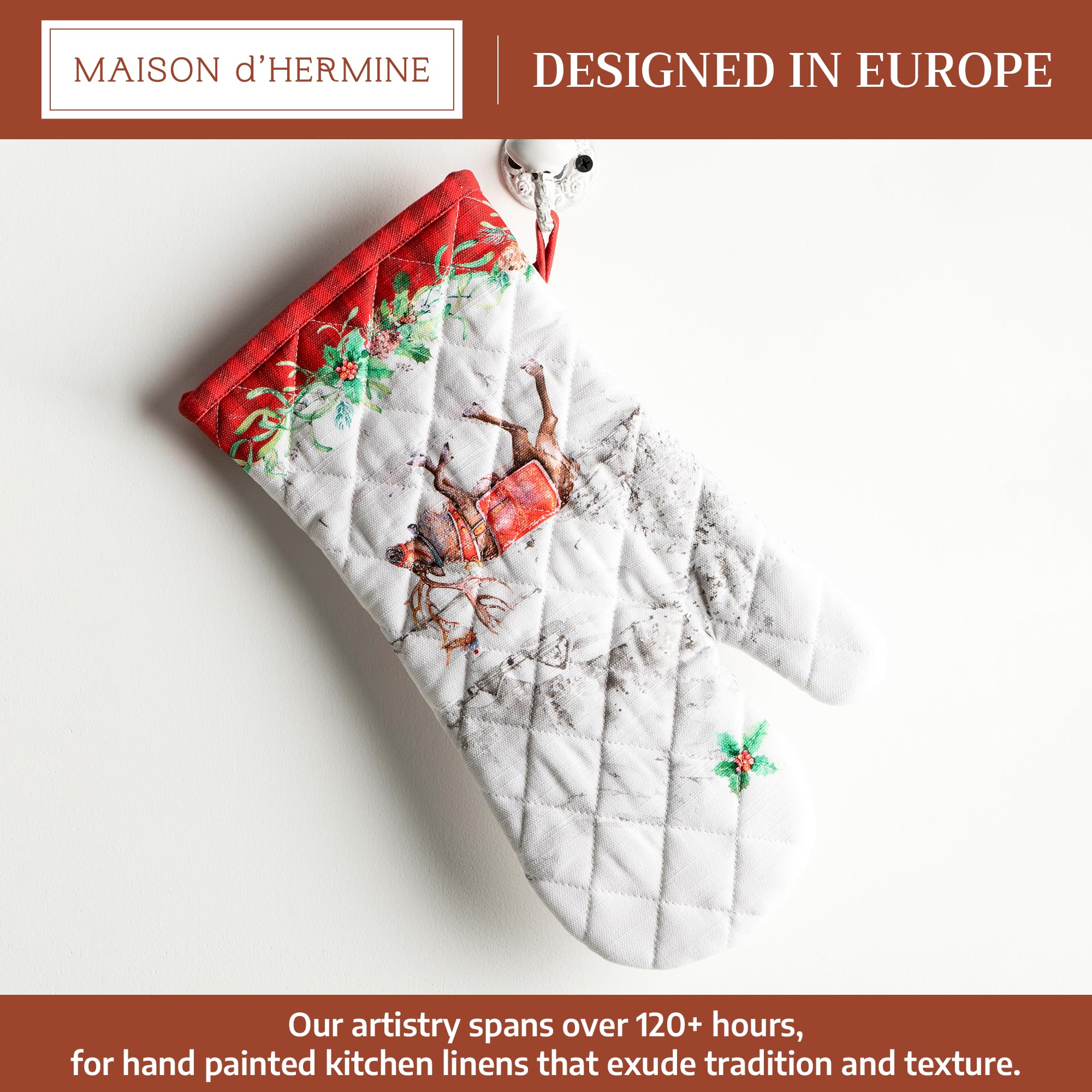 Maison d'Hermine Oven Gloves 100% Cotton Oven Mitt (7" x 13", Pack of 1)