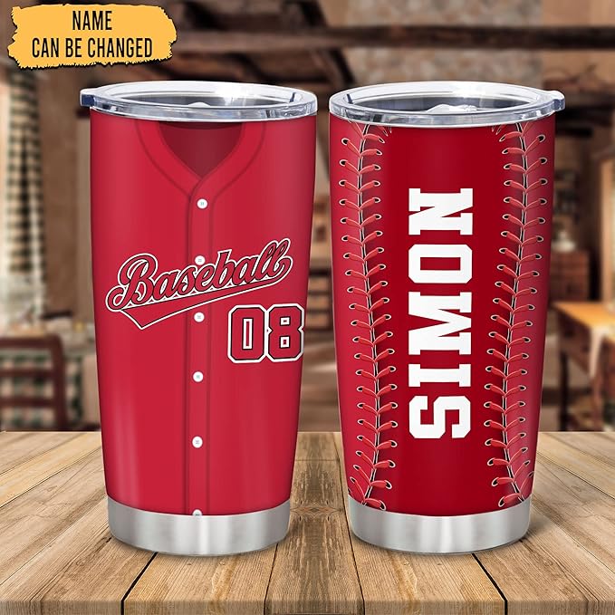 Hyturtle Personalized Baseball Tumbler Baseball Players Design Stainless Steel Double Walled Vacuum Insulated Tumblers 20oz30oz Coffee Travel Mug Cup Christmas Gift For Men Boys Friends Dad Sports Fan