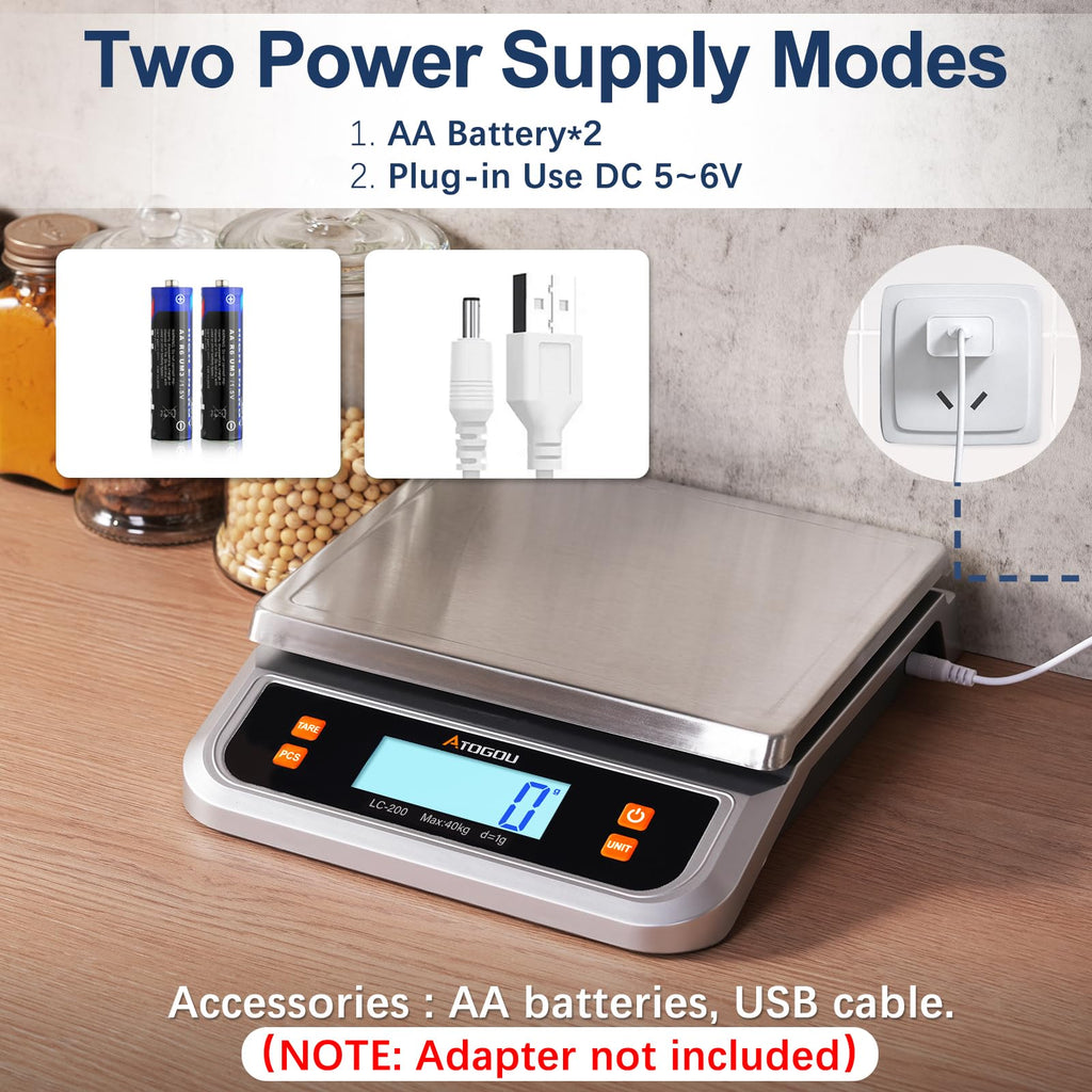 Atogou 88lb Food Scale, Commercial Kitchen Scale Plug-in Usable