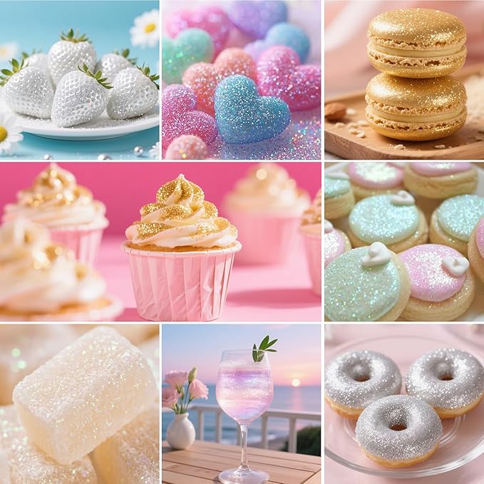 Edible Glitter Spray,Iridescent Gold & Iridescent Violet 2 Colors Food Grade Edible Glitter Set for Drink Cake Beverages,Cupcakes,Cake Pops and Cookies Decorating