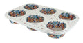 Blue Rose Polish Pottery - Red Tara Muffin Pan - 12" x 8" - Ceramic Baking Dish, 6-Cup Muffin & Cupcake Pan