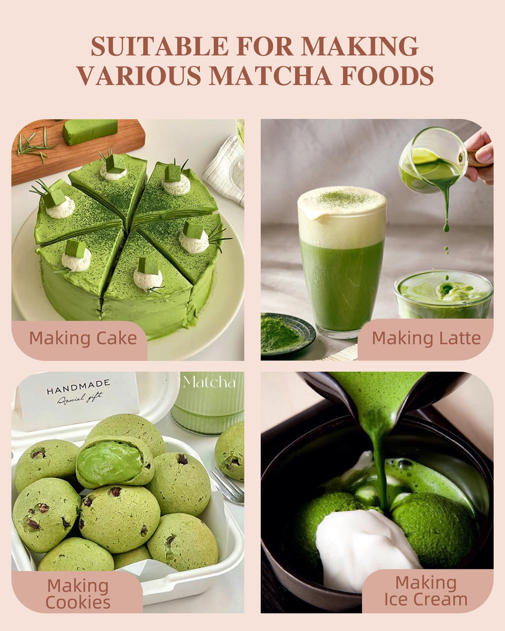ZENS Premium Matcha Whisk Set, 6pcs Matcha Kit with Matcha Tools, Pink