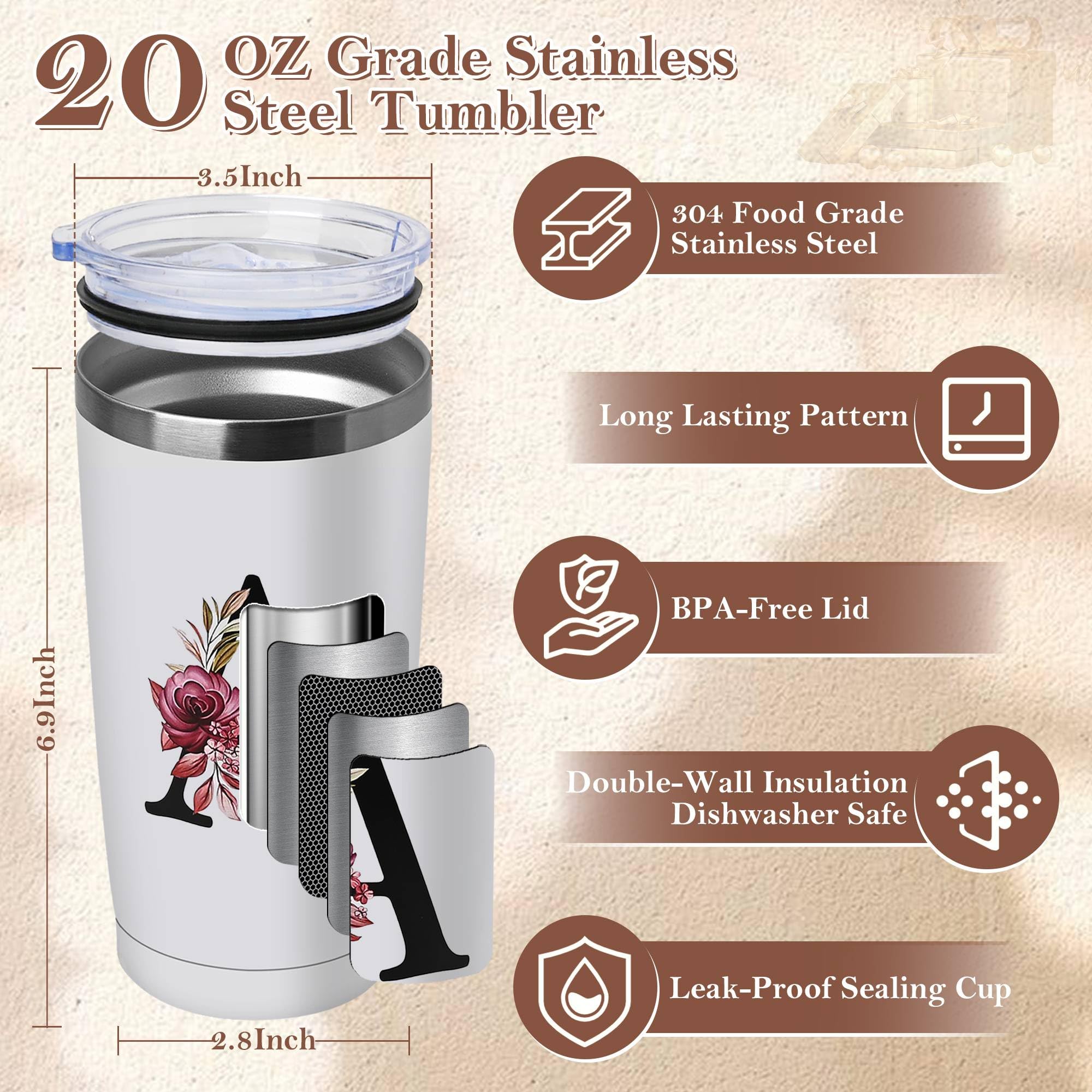 20 Oz Insulated Coffee Cup with Lid Car Tumbler Travel Mug Cool Grandma Gifts Grandmother Nana Glamma Yaya Abuela Abuelita Mamaw Memaw Mimi Nonna Granny Oma Meme Christmas Xmas Monogrammed Present