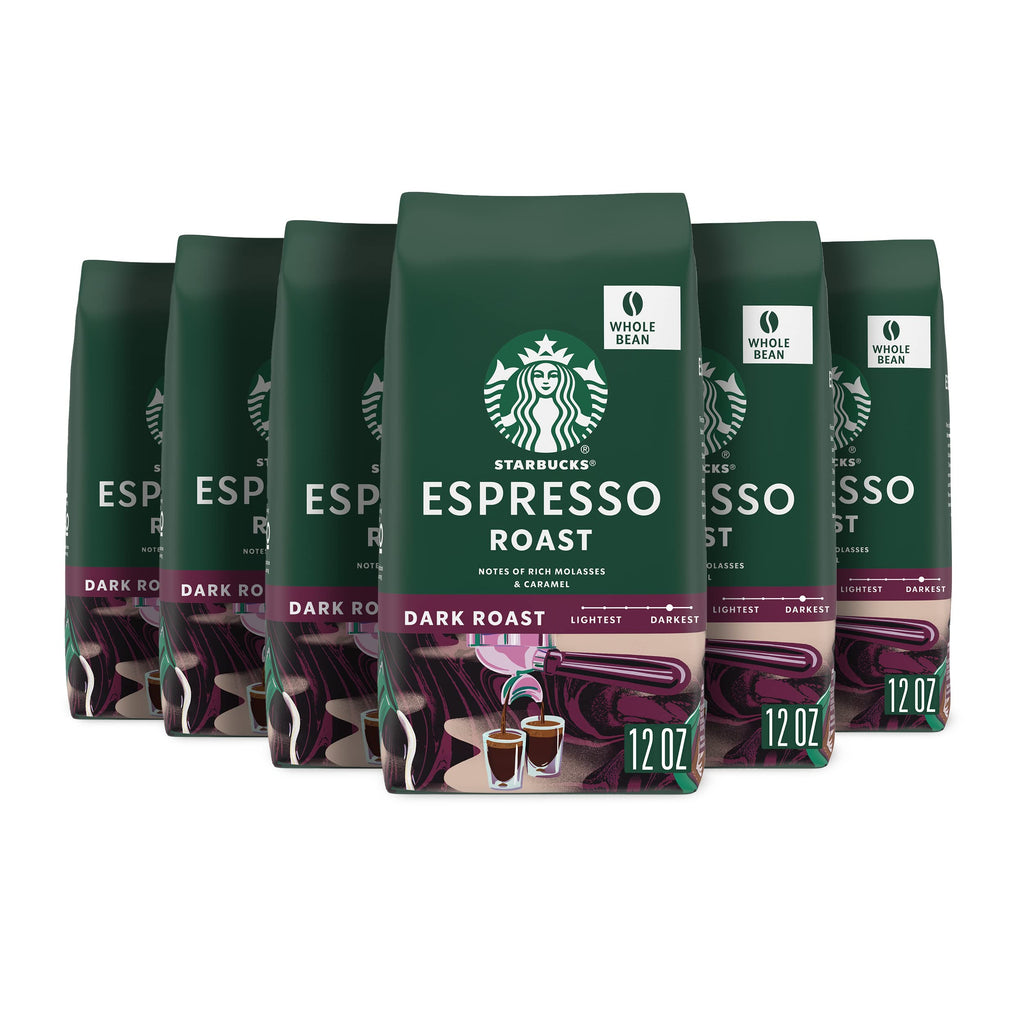 Starbucks Whole Bean Coffee Espresso Roast, 6 Bags 12 oz