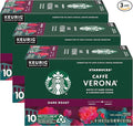 Starbucks Coffee K-Cup Pods, Caffè Verona, Dark Roast Coffee with Notes of Dark Cocoa & Caramelized Sugar, Keurig Genuine K-Cup Pods, 10 CT K-Cups/Box (Pack of 3 Boxes)