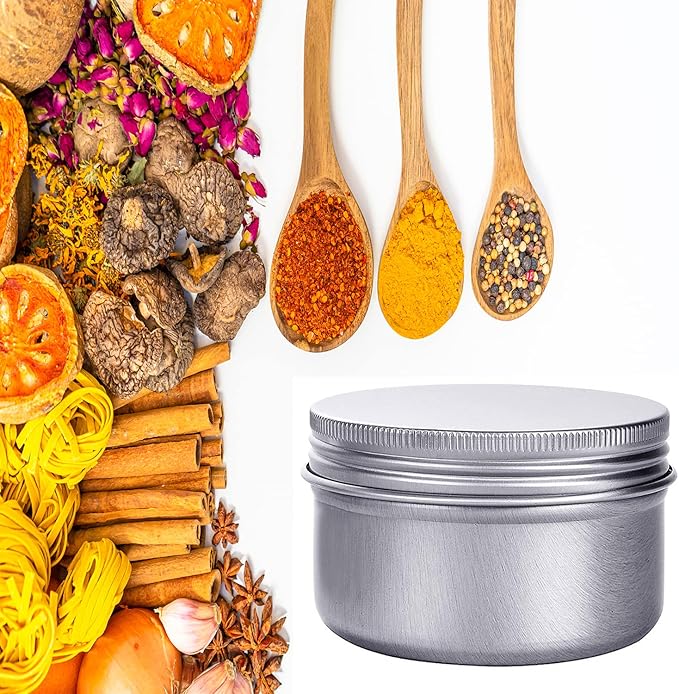 6 Ounce Aluminum Cans 180 mL Screw Lid Metal Storage Tins Containers for Storing Spices, Candies, Lip Balm, Candles, 6 Pcs.