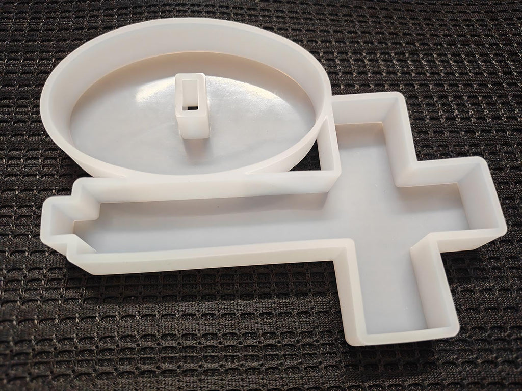 【300+ Design Optional】 Fuehbur Cross with Base Epoxy Resin Silicone Mold for DIY Decoration, Blessed Cross Candle Casting Mould【Mold Length: 7.08 in, Depth: 0.89 in】