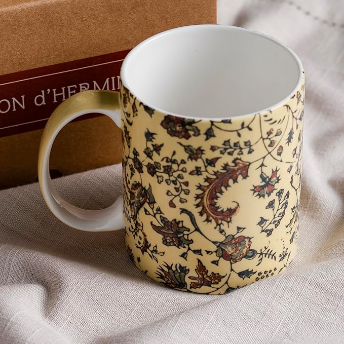 Maison d' Hermine Coffee Mug with Handles Fine Bone China Mugs Pack of Two Tea Cups for Hot Beverages Cappuccino Latte Home Restaurant Office Perfect for Gift (Lakshmi, 12 Ounce)