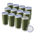 OMTech 20oz Tumbler Bulk, 12 pcs Stainless Steel Insulated Mug, Army Green