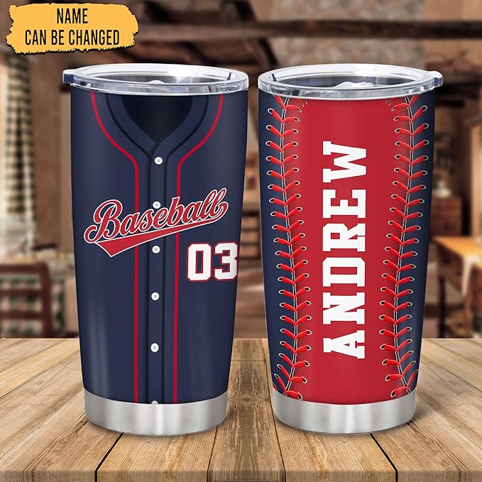 Hyturtle Personalized Baseball Tumbler Baseball Players Design Stainless Steel Double Walled Vacuum Insulated Tumblers 20oz30oz Coffee Travel Mug Cup Christmas Gift For Men Boys Friends Dad Sports Fan