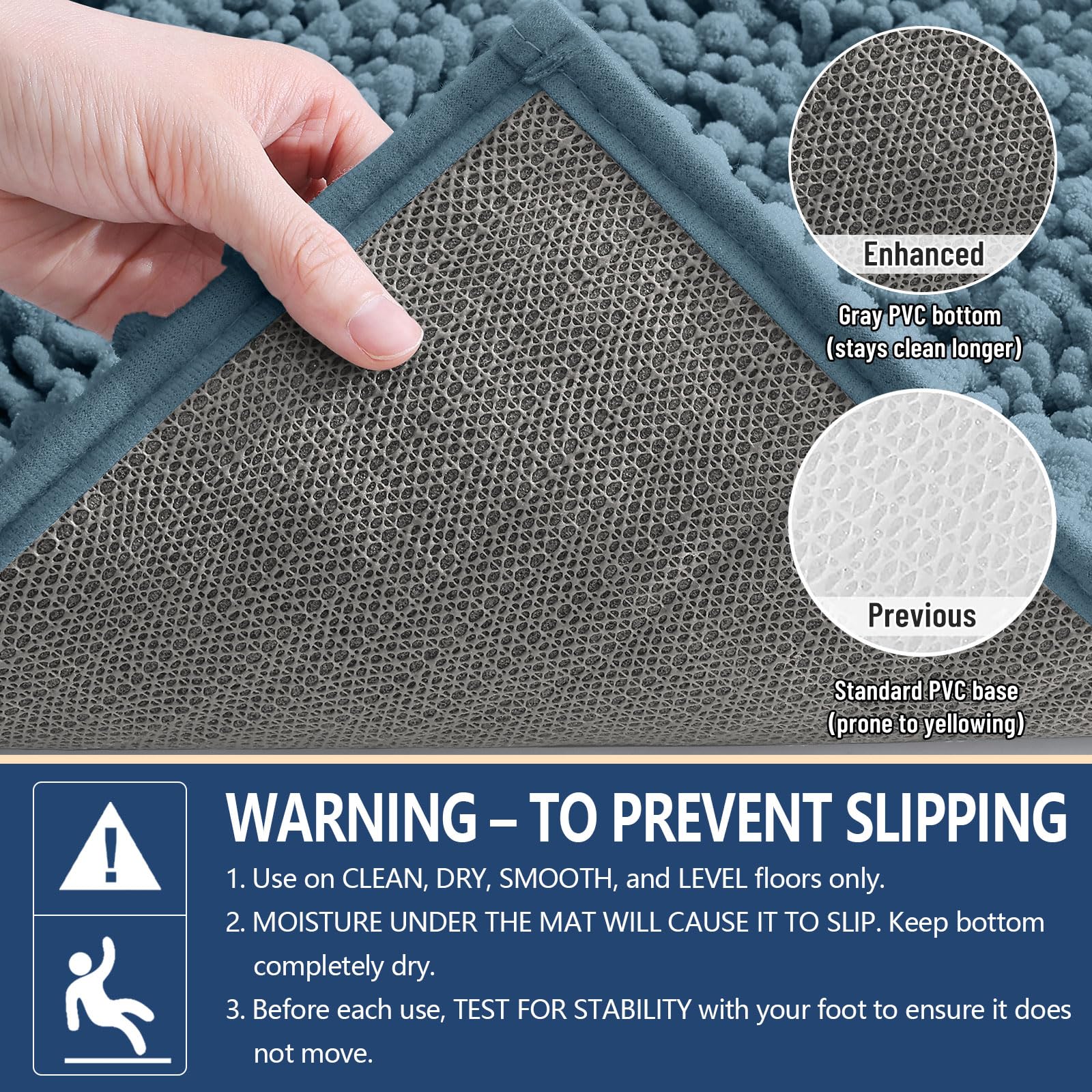 Arotive Bathroom Rugs Mat 47x24, Soft Absorbent Chenille Shaggy Bath Mat