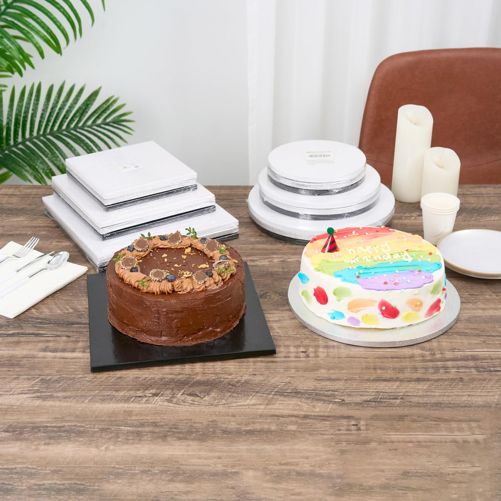 Restaurantware Round Black Cardboard Cake Drum Board, 12 in