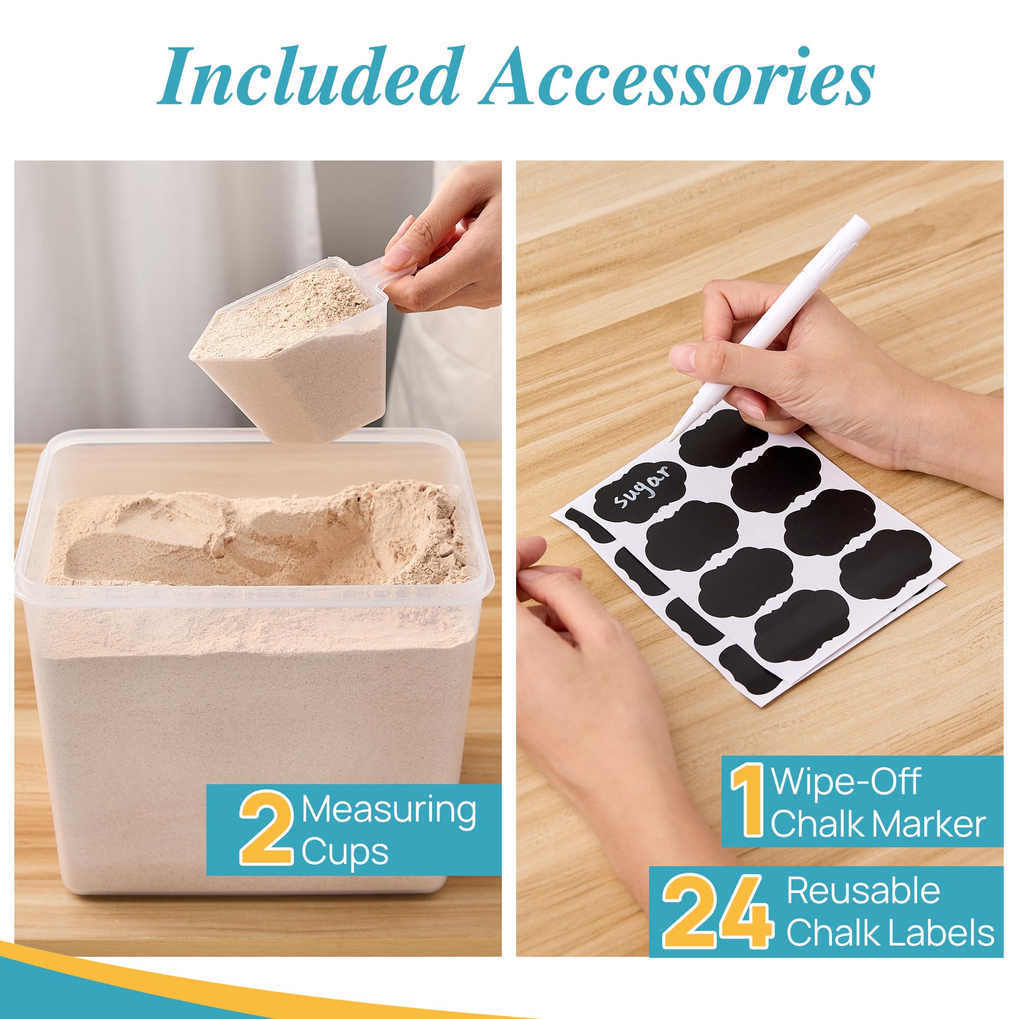 Vtopmart 8.5L Extra Large Flour Sugar Storage Containers, 2 PCS, Black