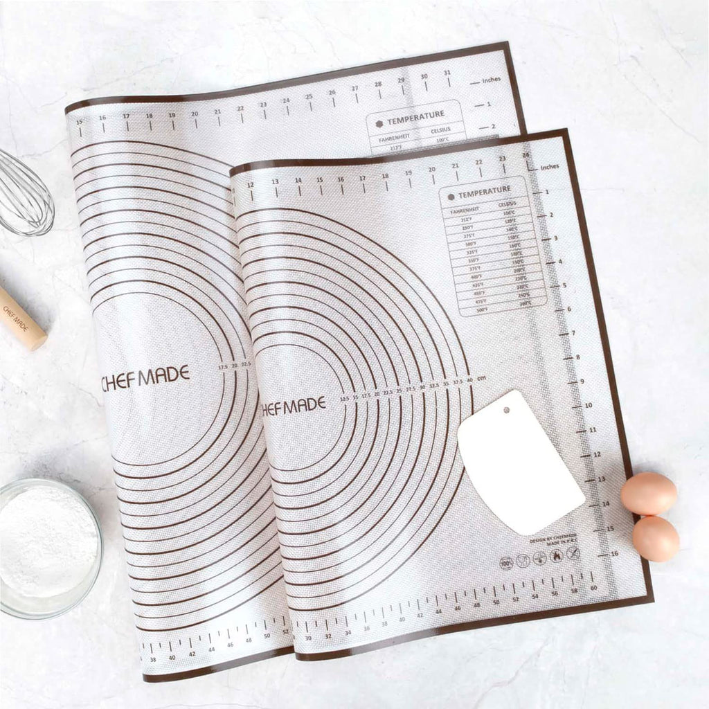 CHEFMADE Silicone Baking Mat, 36" x 24" Extra Thick Large Non-Stick Sheet Mat with Measurement | Non-Slip Reusable Food Grade Flexible Dishwasher Safe｜Making,Cookies,Macarons,Bread,Pastry and Pizza