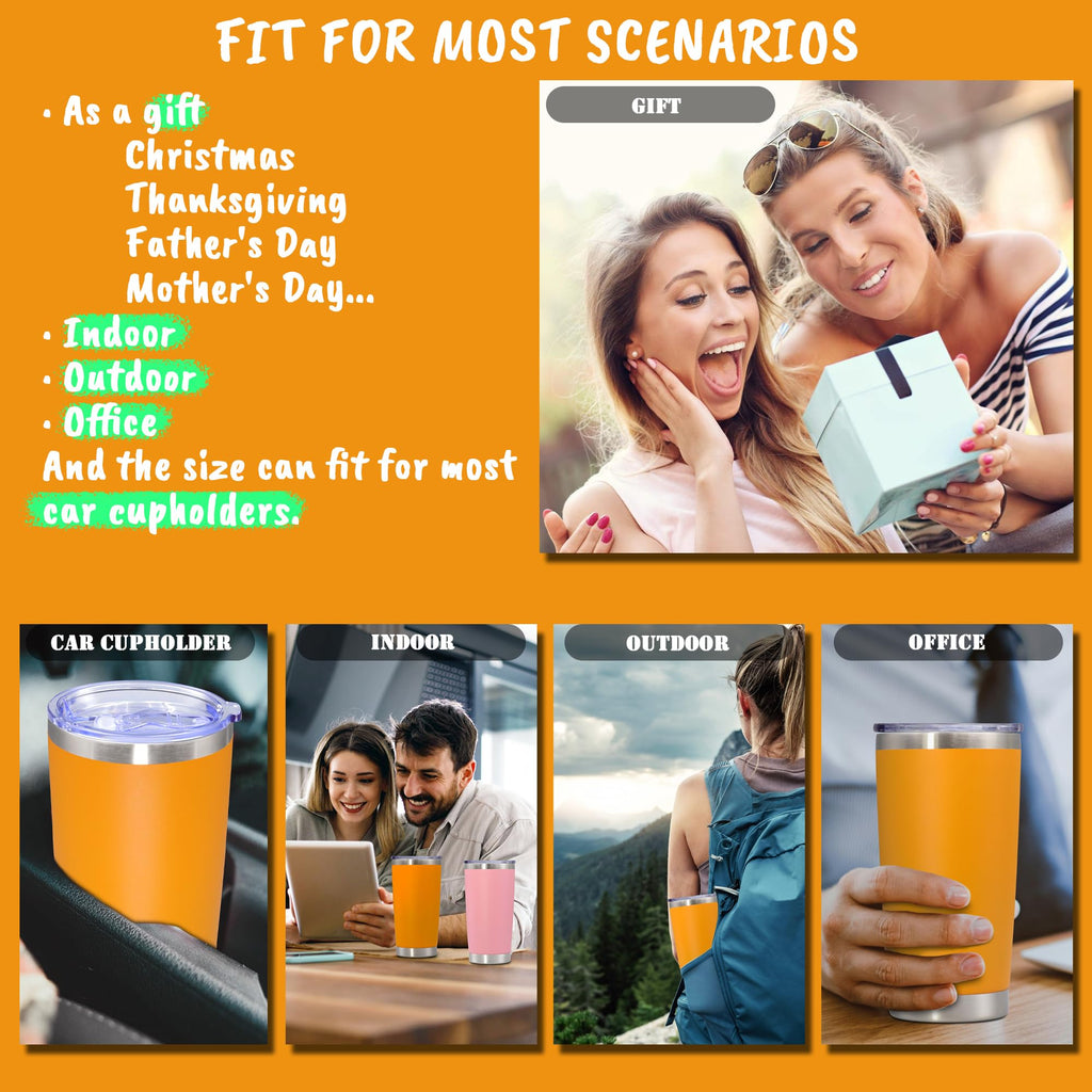 20 oz Tumbler Insulated Tumblers Stainless Steel Coffee Mug,Orange 6PCS