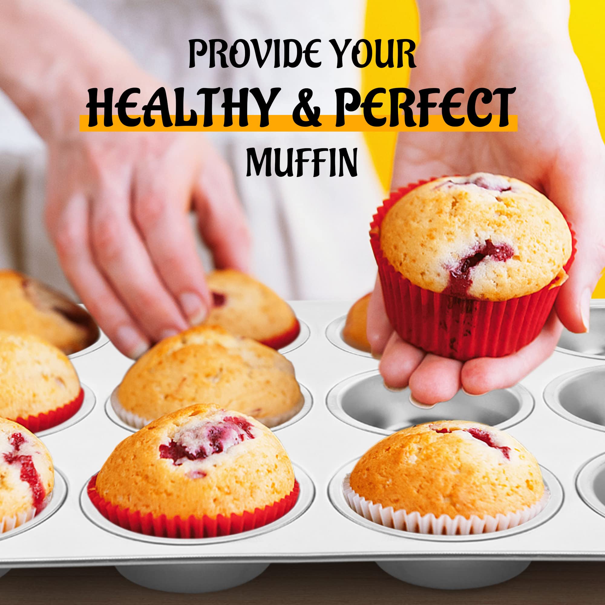 E-far Muffin Pan 12-Cup, Stainless Steel Cupcake Pan for Oven