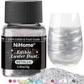 NiHome Edible Food-Grade Glitter Powder Glimmer Luster Dust Metallic Fancy Food Decorating Sprinkle Glimmery Dust for Drink Wine Beverage Cake Bakery Vegan Allergen-Free (Metallic, 0.35oz/10g)