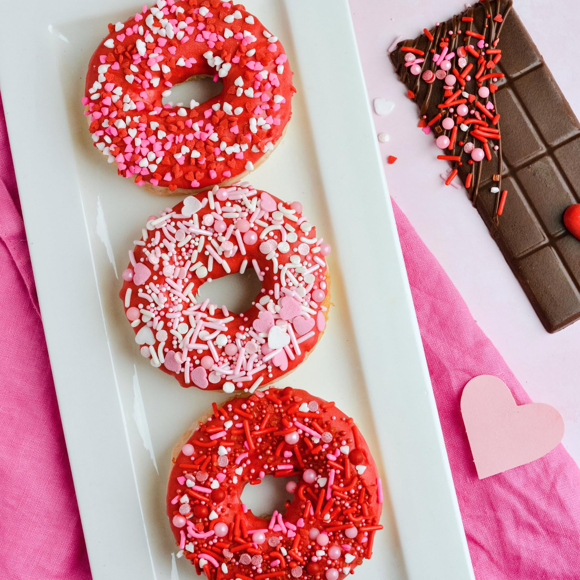 Sweets Indeed Valentines Day Heart Sprinkle Mix | Pink & White Jimmies, Sugar Pearls, Confetti Quins, Nonpareils & Heart Shapes | Baking & Decorating, 4 ounces