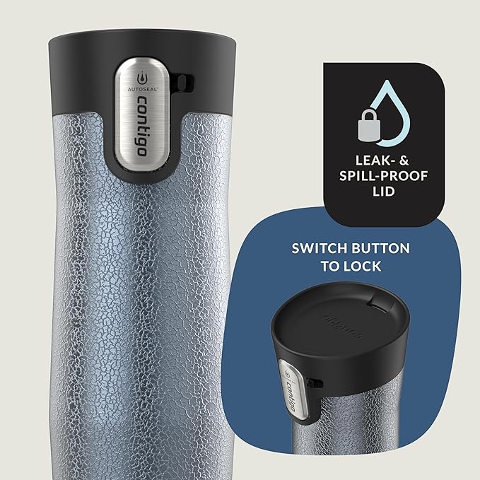 Contigo AUTOSEAL West Loop Vacuum-Insulated Stainless Steel Travel Mug with Easy-Clean Lid 24 oz Crystal Lakeside