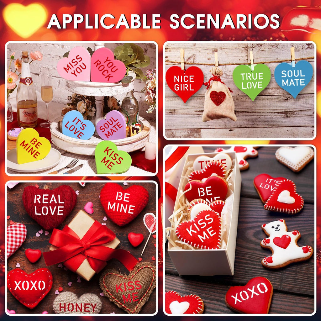 36 Pcs Valentine's Day Conversation Hearts Cookie Stencils for Baking
