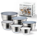 COOK WITH COLOR Stainless Steel Mixing Bowls Set with Lids - Nesting Bowls with Non-Slip Bottom, Grey, 12 Pieces