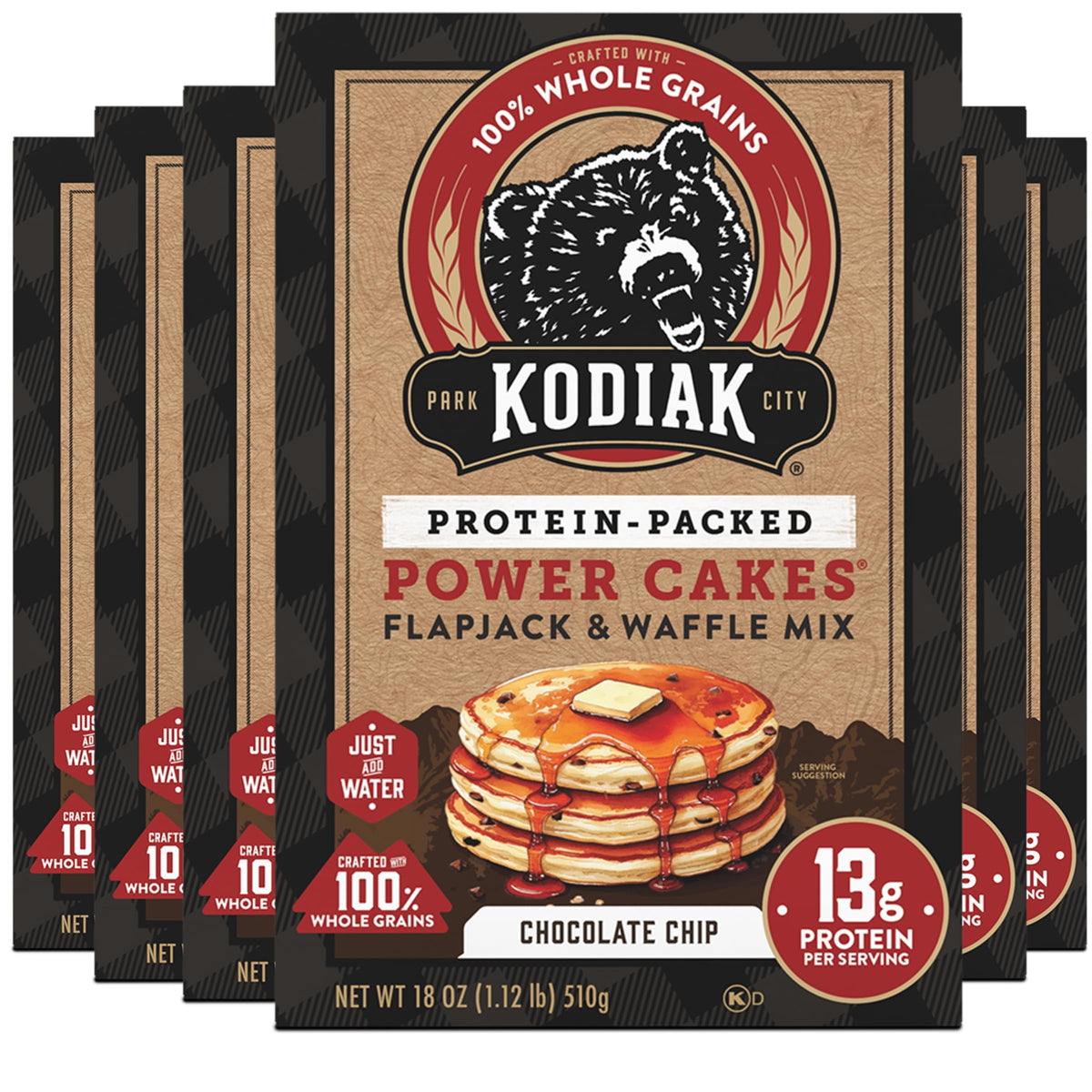 Kodiak Cakes Power Cakes - Protein Pancake Mix & Waffle Mix - 100% Whole Grain- Birthday Cake Flavor (Pack of 6)