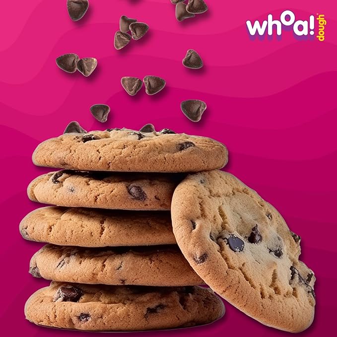 Whoa Dough Ready to Bake Cookie Dough Chocolate Chip – Certified Non-GMO, Kosher, Gluten Free – Plant-Based Snack Dough Made with Real Ingredients – 6 Pack