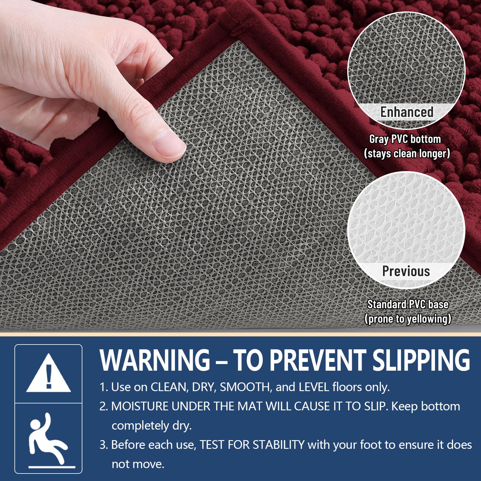Arotive Bathroom Rugs Mat 30x17, Soft Absorbent Chenille Shaggy Bath Mat
