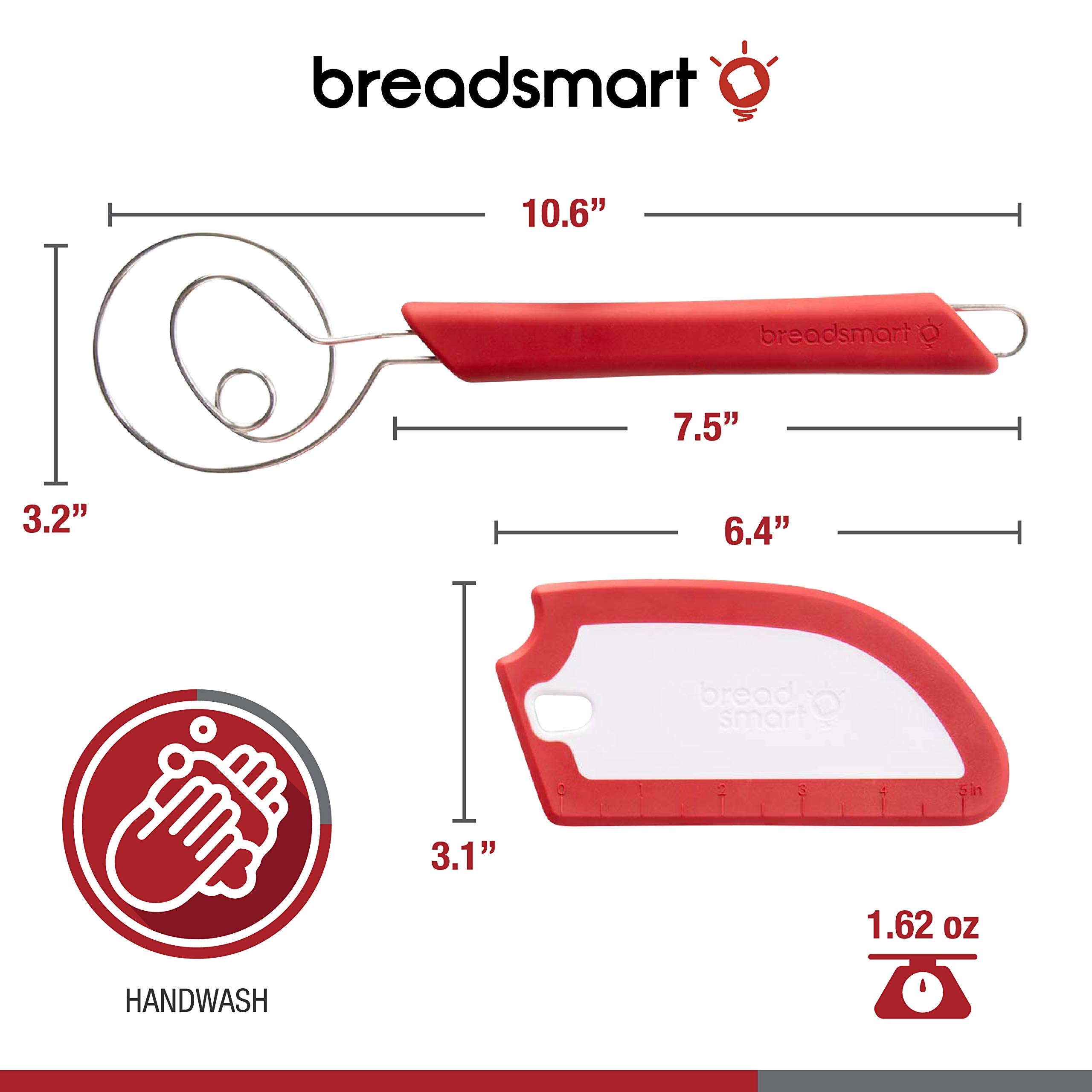 Breadsmart Artisan Bread Whisk and Bench Scraper Duo - Essential Dough Mixer Tools - Sourdough Bread Baking Supplies