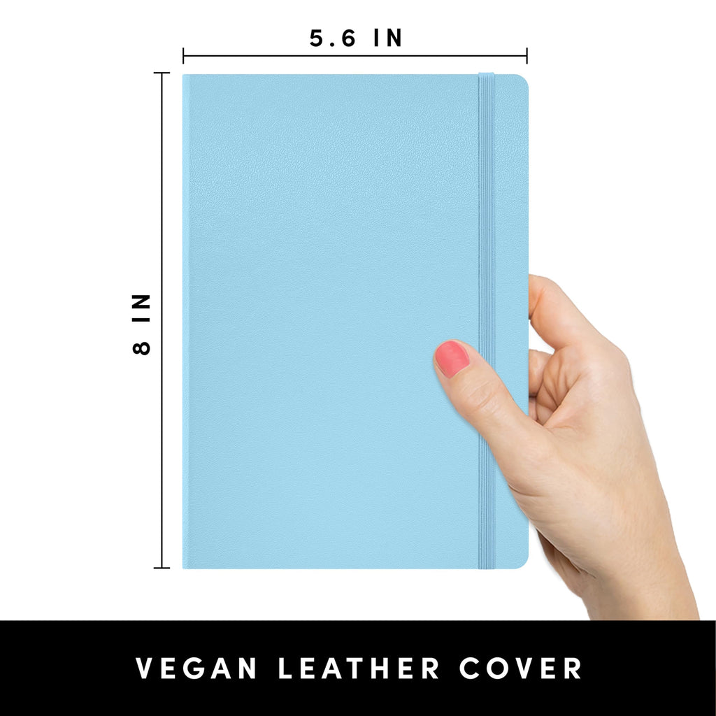 PAPERAGE Lined Journal Notebook, (Light Blue), 160 Pages, Medium 5.6 in x 8 in - 100 GSM Thick Paper – Hardcover Journaling Notebook for Work, School & Note Taking