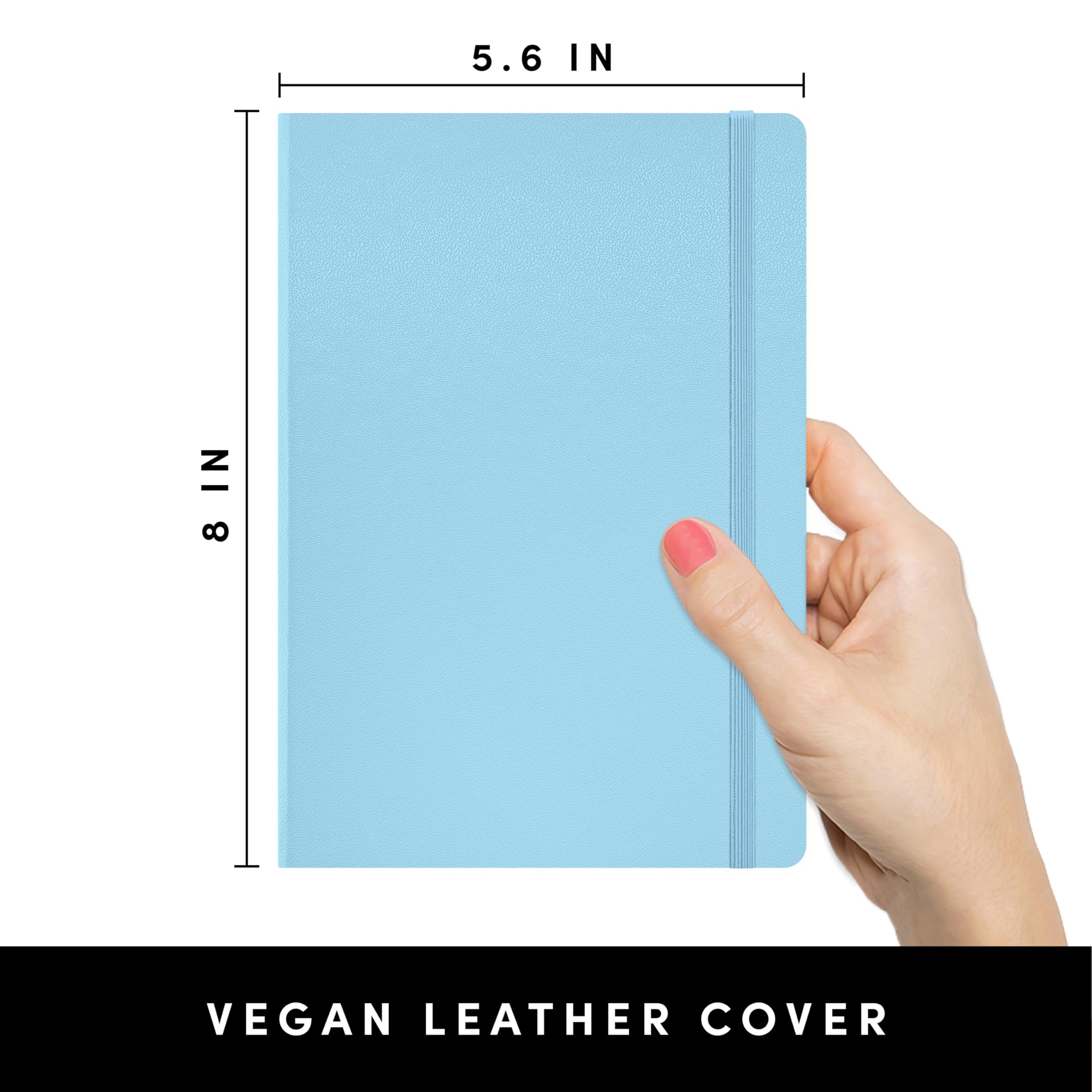 PAPERAGE Lined Journal Notebook, (Light Blue), 160 Pages, Medium 5.6 in x 8 in - 100 GSM Thick Paper – Hardcover Journaling Notebook for Work, School & Note Taking