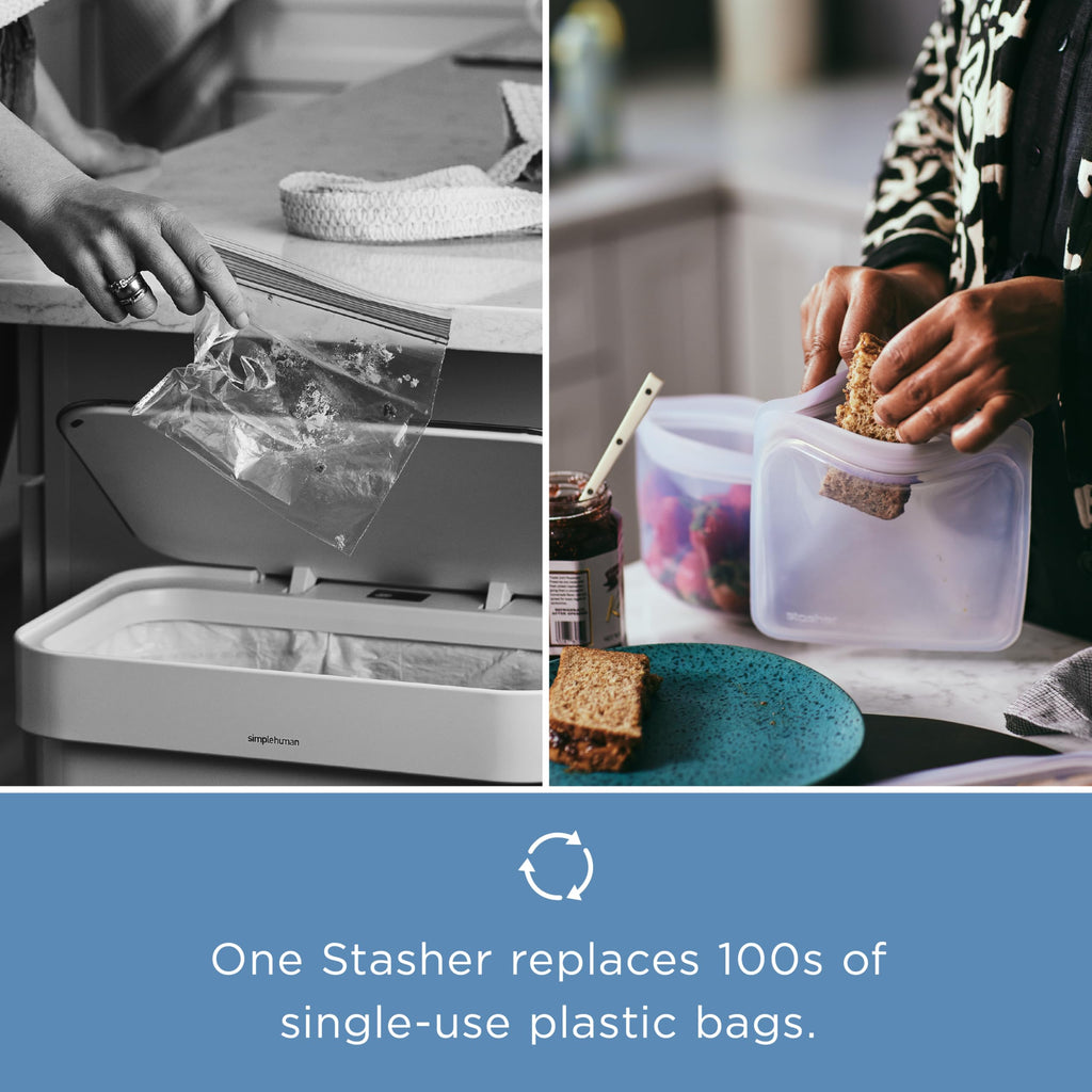 Stasher Premium Reusable Silicone Food Storage Bag, Snack, Aqua, 12 oz