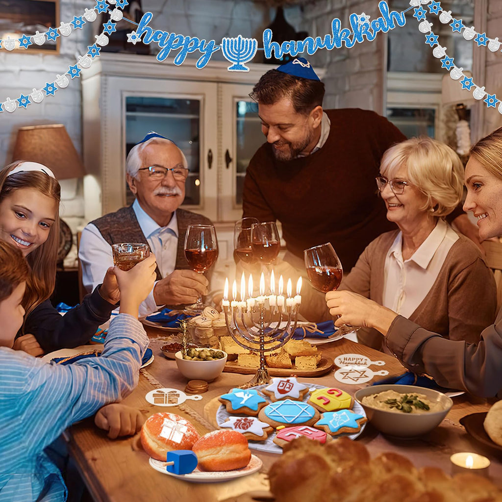 36Pcs Hanukkah Cookie Stencils Reusable Dreidel Menorah for DIY Baking