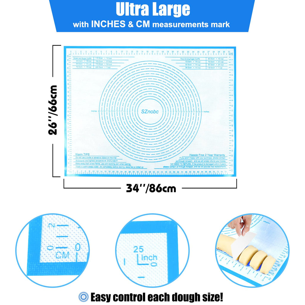 Silicone Pastry Mat 36x24 Inch Extra Large Baking Mat