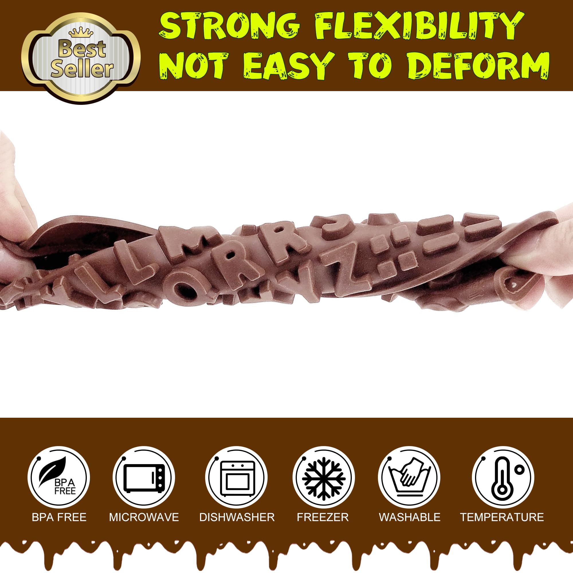 RUGVOMWM Silicone Letter Mold Chocolate Molds - Non-Stick Letter Chocolate Mold, Made of Food Grade Silicon, Perfect for Cake Decoration, Candy, Chocolate, Birthday Party - 4 Pack