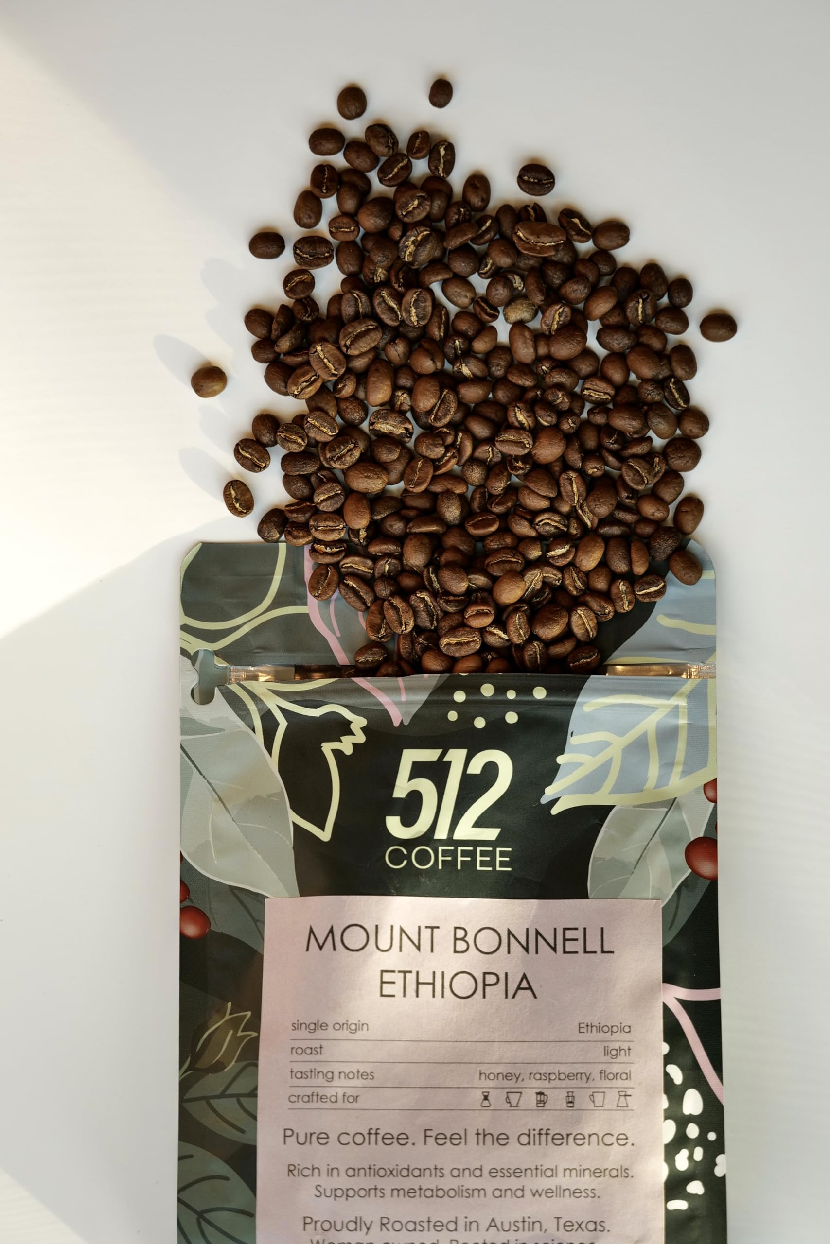 512 Coffee – Specialty Ethiopian Whole Bean Coffee, Light Roast – Mount Bonnell Ethiopia – Freshly Hand-Roasted Arabica, Premium Small Batch, Single Origin